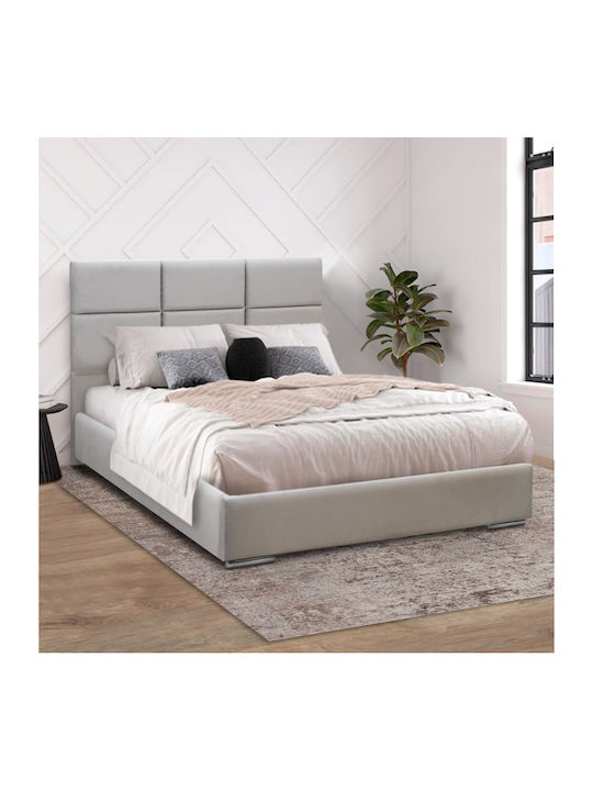 Reymont Κρεβάτι Υπέρδιπλο Επενδυμένο με Ύφασμα Μπεζ Της Άμμου για Στρώμα 160x200cm