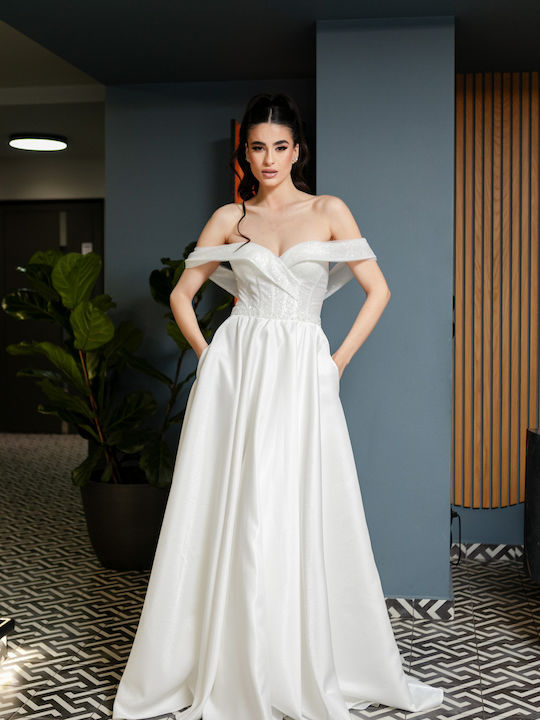 Impressive Bridal Glitter Dress with Detailed Solid Skirt