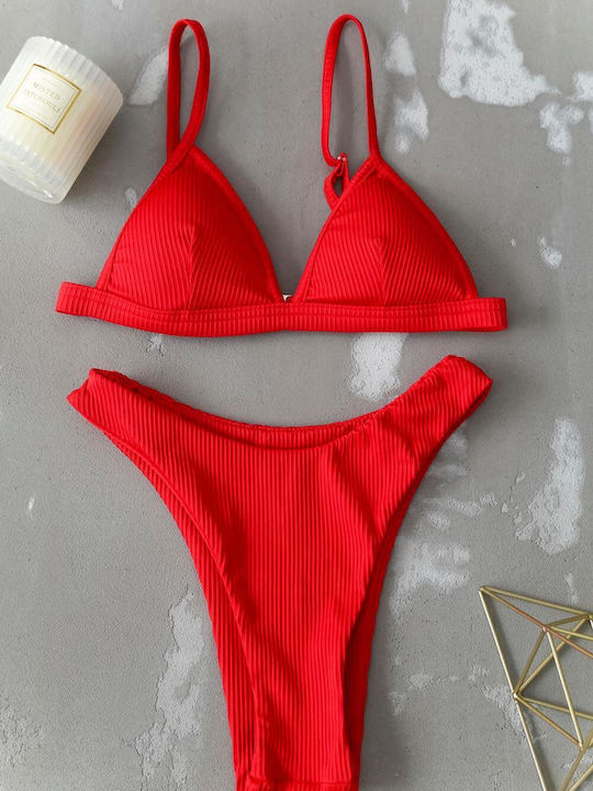 Bikini-Set Hohe Taille RED