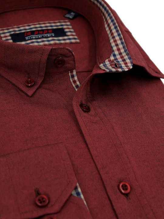 La Pupa Men's Shirt Cotton Burgundy