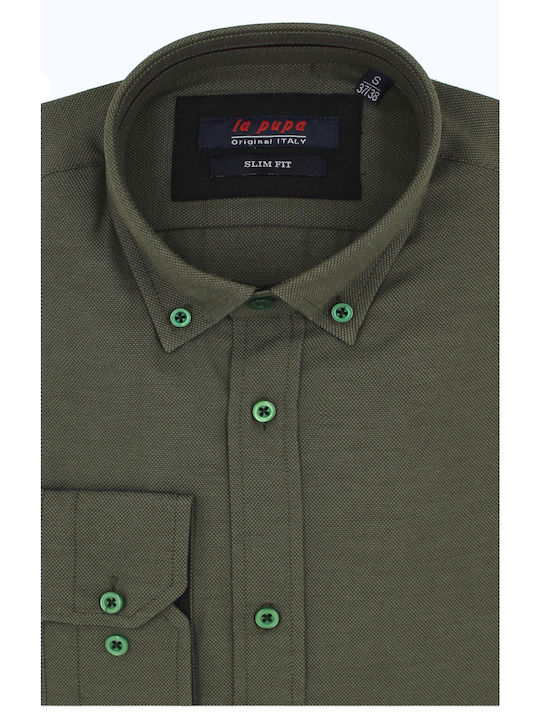 La Pupa Men's Shirt Long Sleeve Cotton Olive