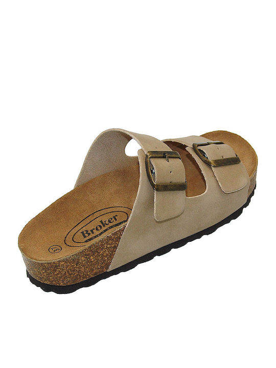 Flache Sandalen für Damen Anatomisch in Beige Farbe