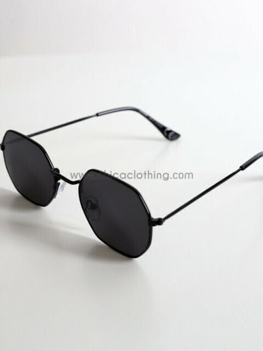 Looks Style Eyewear Unisex Γυαλιά Ηλίου με Μαύρο Μεταλλικό Σκελετό και Μαύρο Φακό 42lak-03066