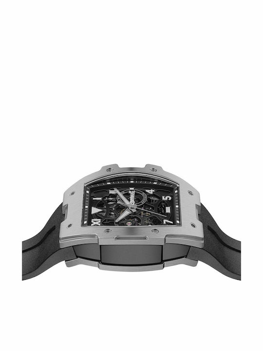 Ingersoll Ανδρικό Ρολόι 45mm Αυτόματο με Μαύρο Καουτσούκ Λουράκι