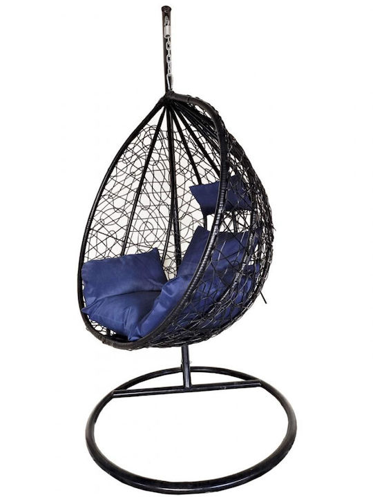 Κρεμαστή Κούνια Φωλιά με Μαξιλάρι Rattan Γκρι Αντοχής έως 100kg Μ115xΠ68xΥ108cm