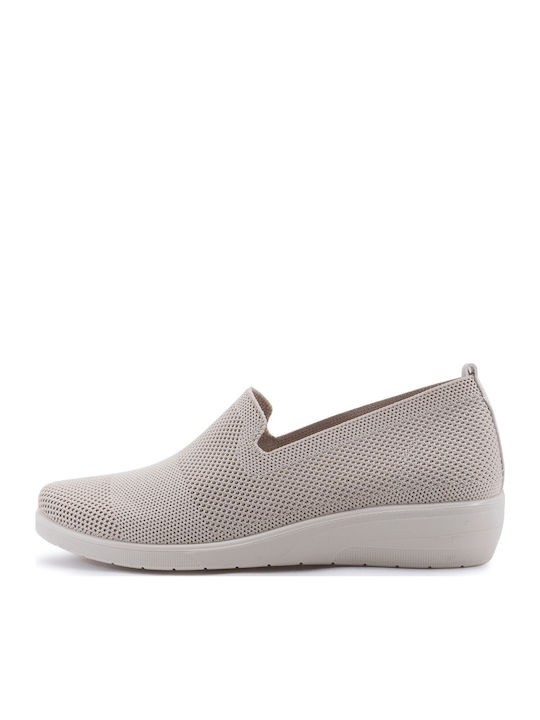 Stoff Anatomisch Damen Slip-Ons Beige