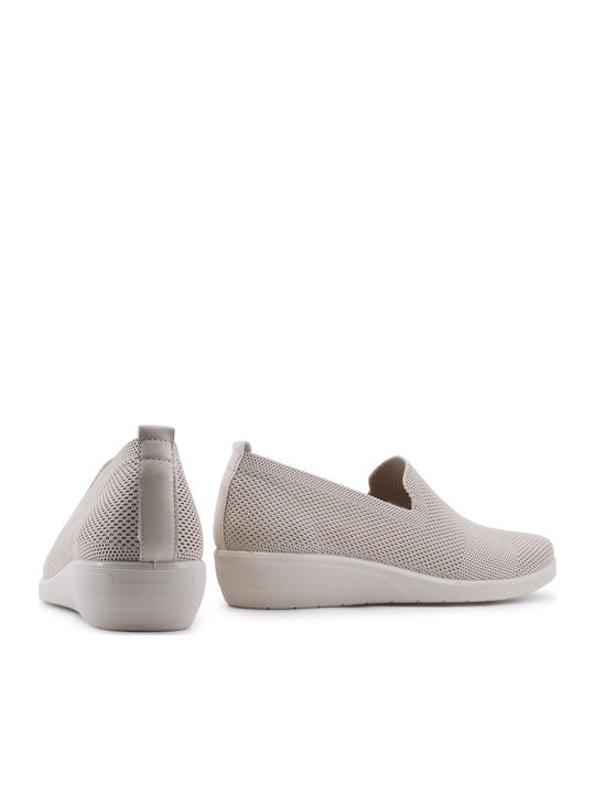 Stoff Anatomisch Damen Slip-Ons Beige