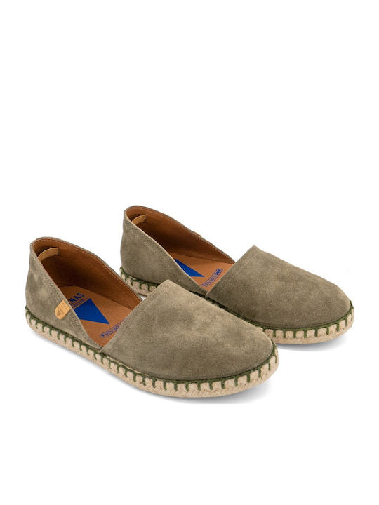 Carmen Women's Leather Espadrilles Khaki