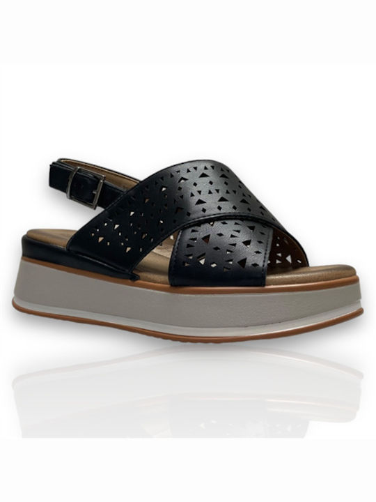 Siamoshoes Women's Flat Sandals Flatforms in Black Color