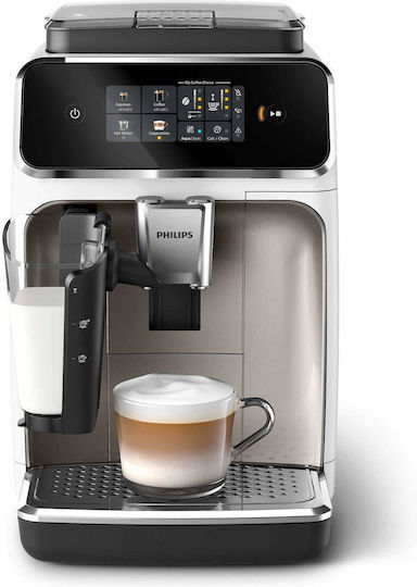 Philips Series 2300 Αυτόματη Μηχανή Espresso 1500W Πίεσης 15bar για Cappuccino με Μύλο Άλεσης Λευκή EP2333/40