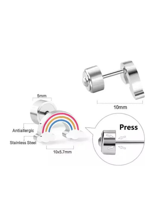 Hypoallergene Kinderohrringe Regenbogen Stahl 316L Silber Bode 02403