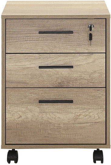 Epiplo-Fos Office Storage Drawer Wooden with Wheels and Lock Ash Grey 45x51x63cm