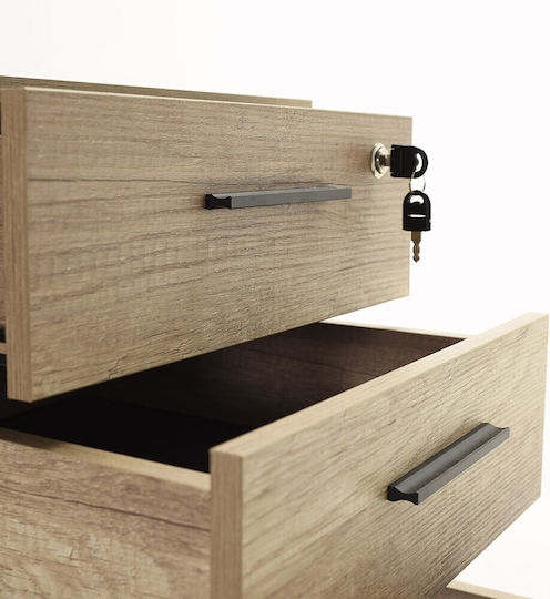 Epiplo-Fos Office Storage Drawer Wooden with Wheels and Lock Ash Grey 45x51x63cm