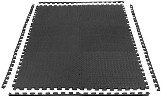 HMS Δάπεδα Παζλ Γυμναστηρίου Μαύρα 60x60x1.2cm 6τμχ