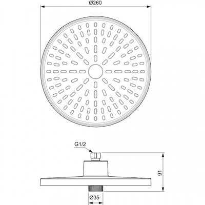 Ideal Standard Idealrain Κεφαλή Ντουζ 26cm 26x26cm με Βραχίονα 26cm