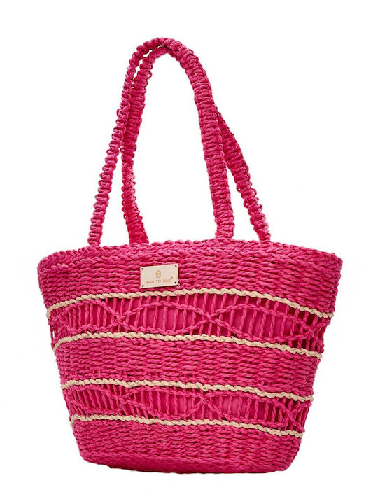 Bag to Bag Ψάθινη Women's Bag Shoulder Fuchsia