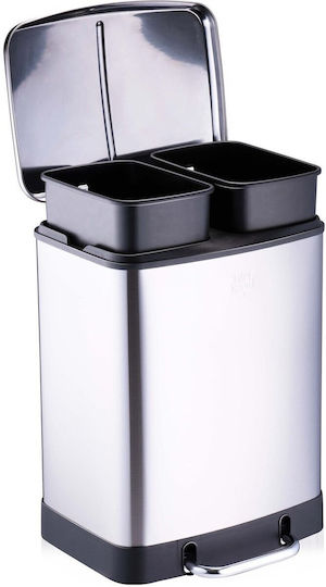 Dirt Devil Metallic Recycling Bin with Pedal 24L Silver