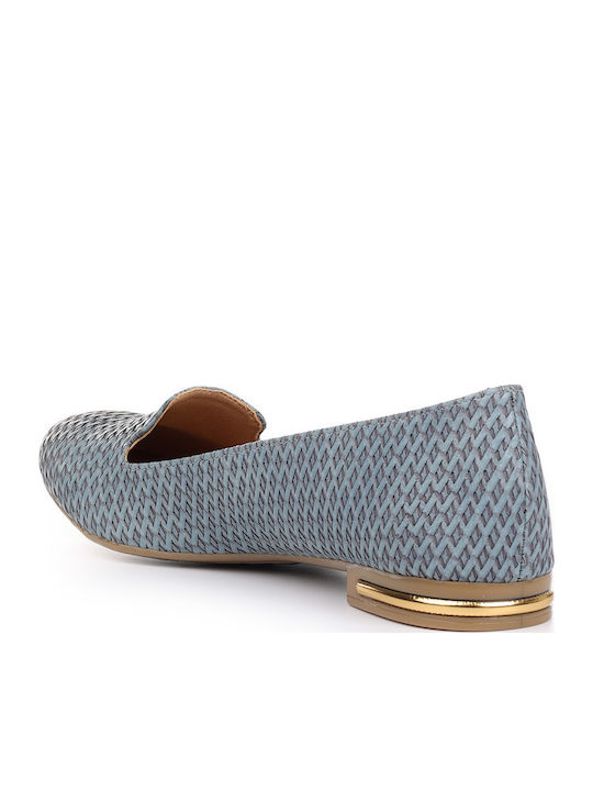 Lederne Damen Ballerinas in Hellblau Farbe
