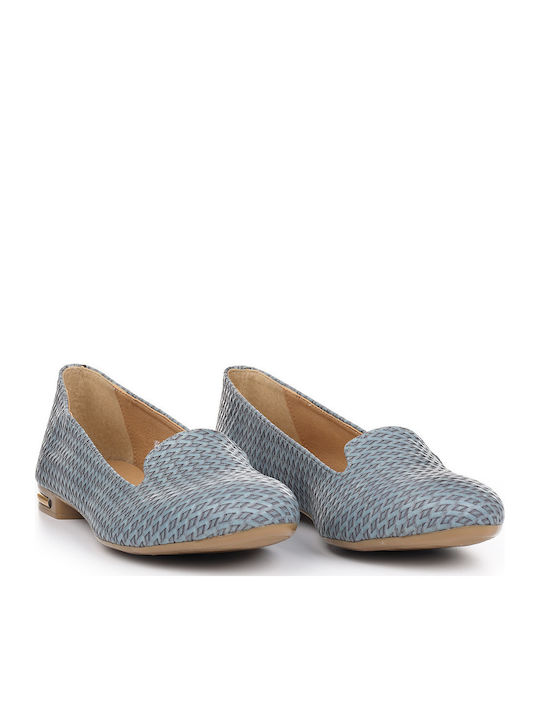Lederne Damen Ballerinas in Hellblau Farbe