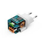 HAMA Зарядно Устройство Без Кабел с USB-A И USB-C Изход 20W Power Delivery Бял (00201991)
