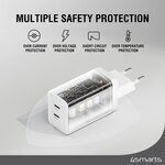 4Smarts Ladegerät ohne Kabel GaN mit 2 USB-C Anschlüsse 45W Stromlieferung Weißs