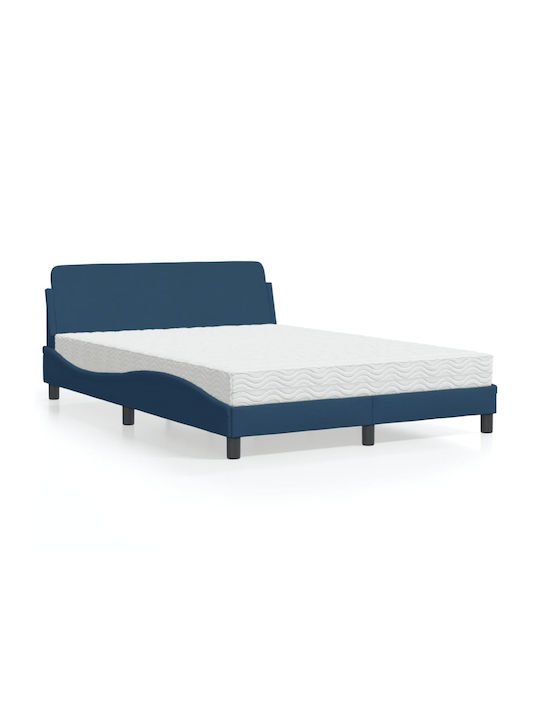 Bett Doppelbett Mit Stoff bezogen Blue mit Latten & Matratze 140x200cm