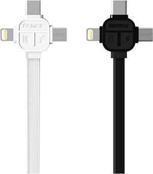 Remax Flat USB to Lightning / Type-C / micro USB Cable Λευκό 1m