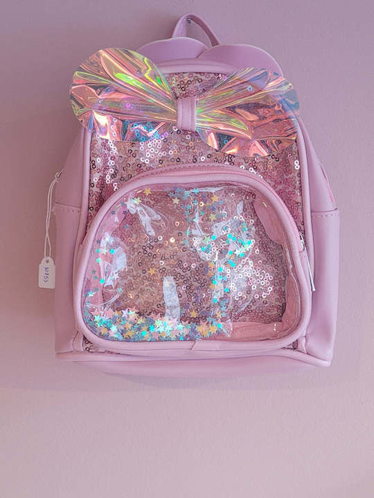 Children's Transparent Backpack with Sequin Bow 3 Colors 20x15x8cm