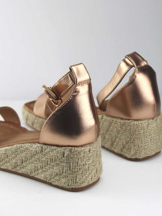 Platform Espadrilles with Ankle Strap and Bar