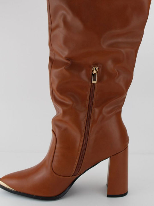 Pointed Toe Monochrome Camel Boot