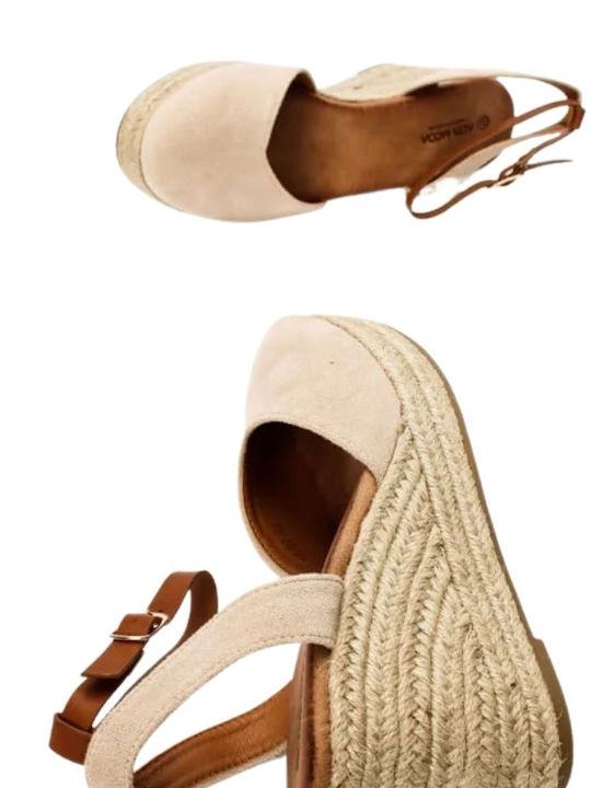 Platform Espadrilles with Beige Strap