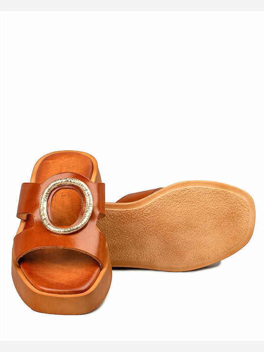 Flache Sandalen für Damen Flatforms in Tabac Braun Farbe