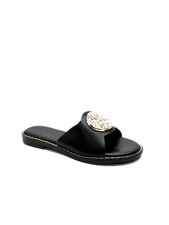 Diamantique Women's Flat Sandals in Black Color