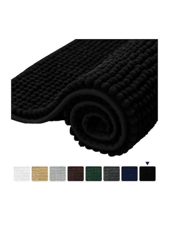 Rutschfest Set Badematten Synthetisch,Polyester/Cotton/Leather Rechteckig E-25646699 Black Velvet-Black Metal 2Stück