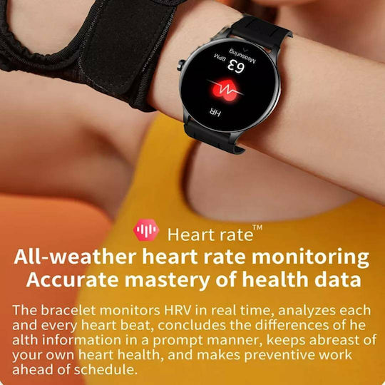 Aoke NY20 Smartwatch (Ροζ - Χρυσή κάσα / Μαύρο λουρί σιλικόνης)