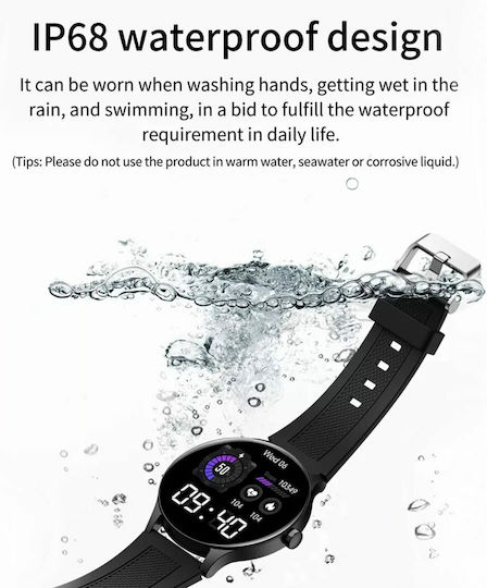 Aoke NY20 Smartwatch (Ροζ - Χρυσή κάσα / Μαύρο λουρί σιλικόνης)