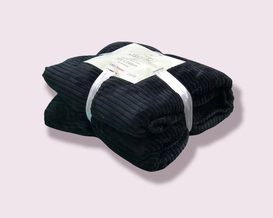 Olia Home Κουβέρτα Fleece Υπέρδιπλη 220x240εκ. Μαύρη 95.100