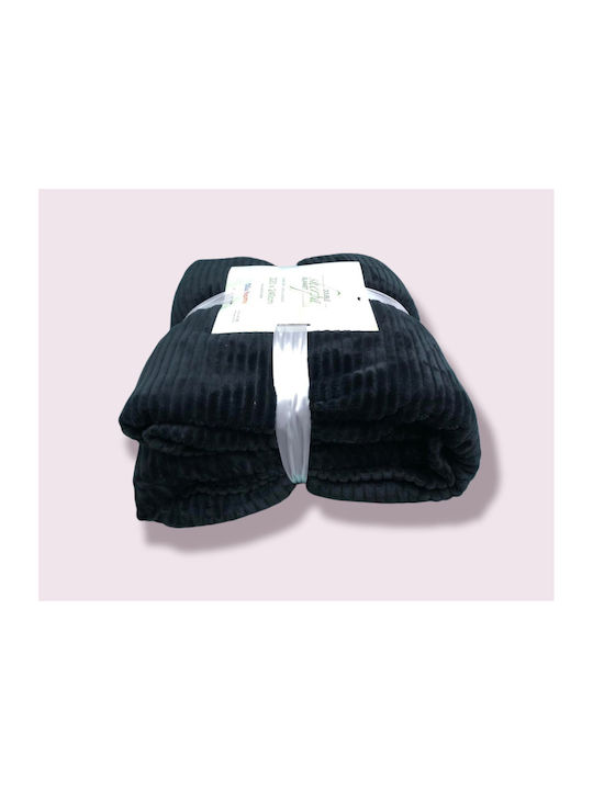 Olia Home Κουβέρτα Fleece Υπέρδιπλη 220x240εκ. Μαύρη
