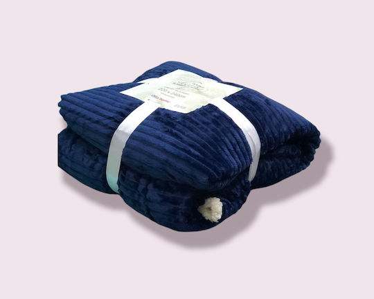 Olia Home Pătură Fleece Supradublă 220x240 cm Albastră