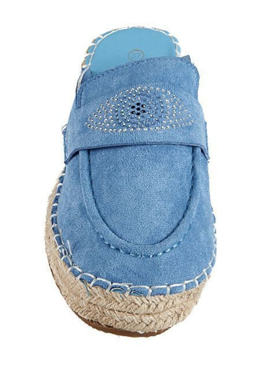 Flat Suede Mules σε Μπλε Χρώμα