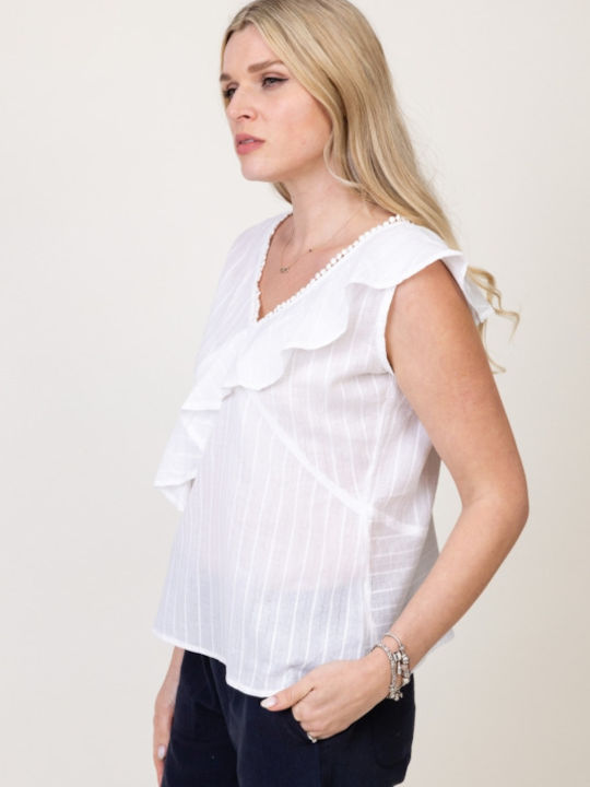 Pronomio pentru Femei Bluză din Bumbac White