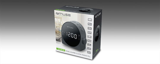 Muse Tischuhr mit Wecker & Radio Schwarz M-185CR