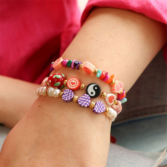 Polymer Heart Beads Multicolored 9mm 6pcs