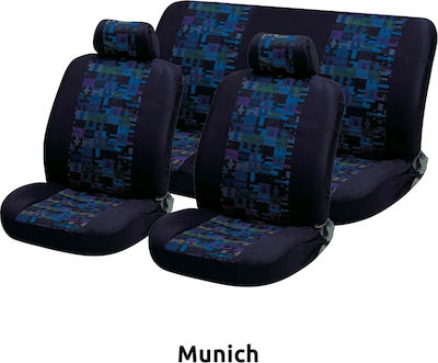 Autoline 6Stück Samt Velour-Jacquard Munich Schwarz / Blau