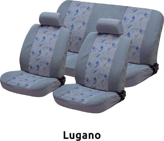 Autoline Σετ Καλύμματα Αυτοκινήτου 6τμχ Βελουτέ Velour-Jacquard Lugano Γκρι