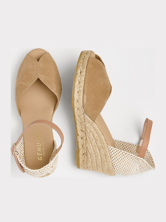 Anatomische Damenplattformen im Espadrilles-Stil Beige