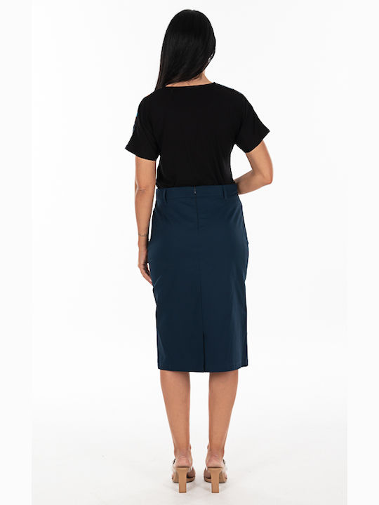 Korinas Fashion High Waist Skirt Blue