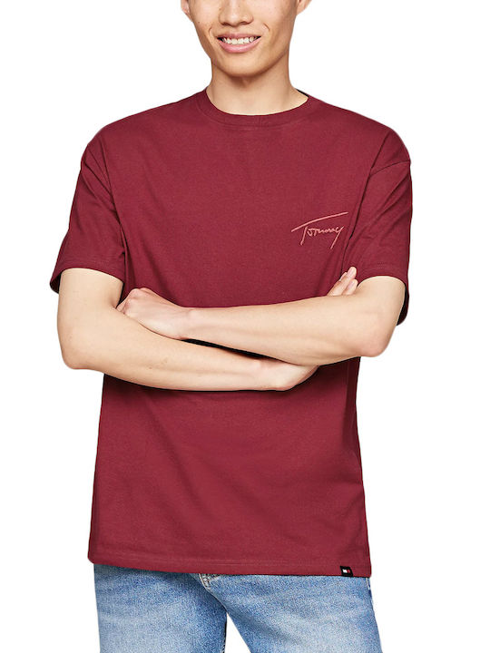 Tommy Hilfiger Signature Herren T-Shirt Kurzarm Bordeaux