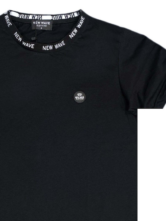 New Wave T-shirt Bărbătesc cu Mânecă Scurtă Black