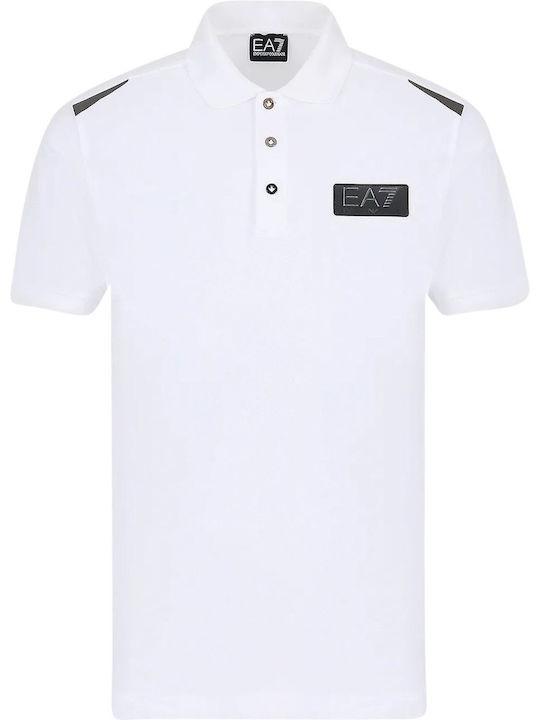 Emporio Armani Bluza Bărbătească cu Mânecă Scurtă Polo Albă